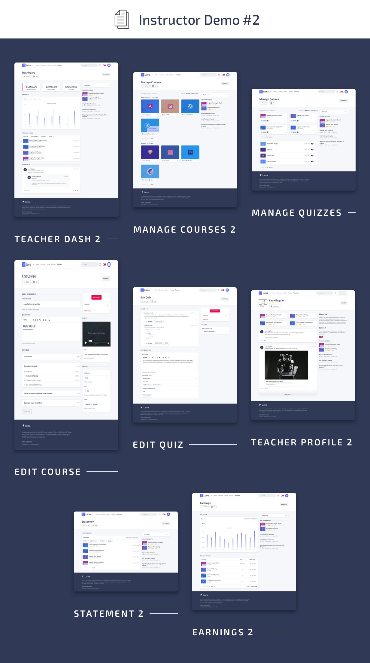 Instructor Pages #2 - Luma HTML Education & Learning Management System Admin Template