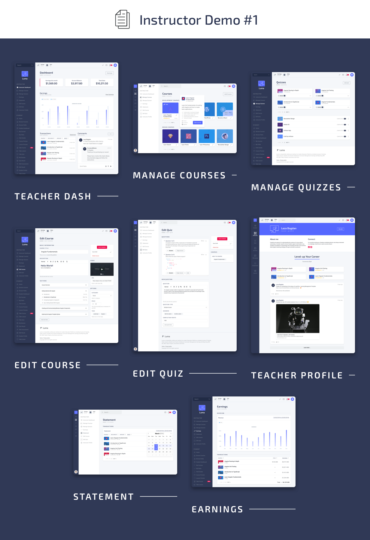 Instructor Pages - Luma HTML Education & Learning Management System Admin Template